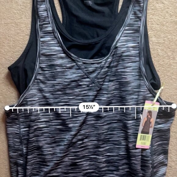 NEW! Tangerine Women Small Gray Black Layered Athletic Workout Gym Tank Top - Picture 6 of 7